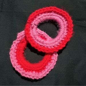 Red and Pink Handmade Hair Scrunchies